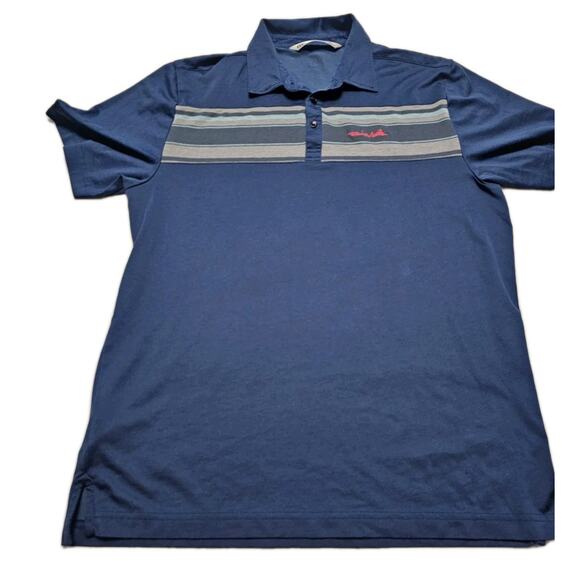 Travis Mathew Golf Polo Shirt Men’s Large Gray Blue Pima Cotton Polyester - Picture 1 of 11